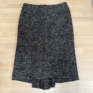 BCBGMAXAZRIA Tweed Knee Length‎ Flounce Hem Skirt Size 0 Black White